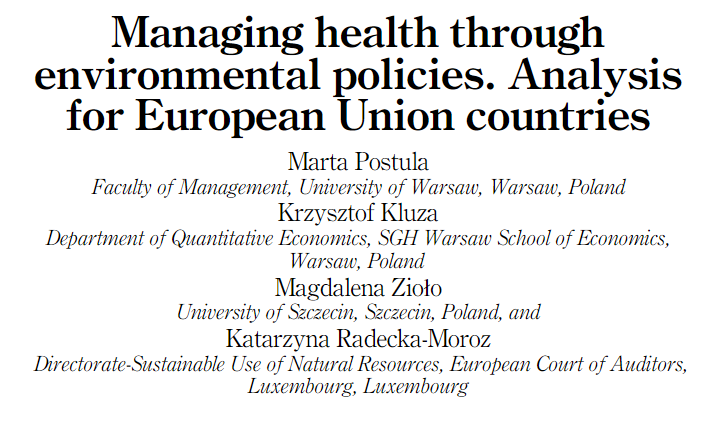 Managing health through environmental policies. Analysis for European Union countries